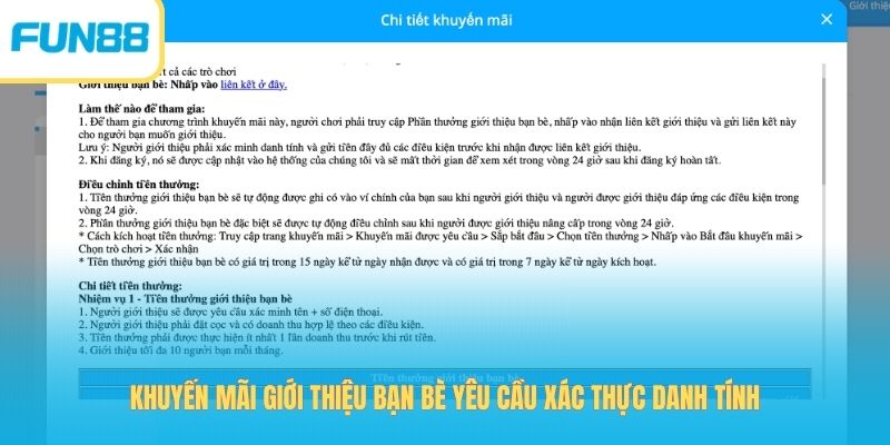 Khuyến mãi giới thiệu bạn bè yêu cầu xác thực danh tính
